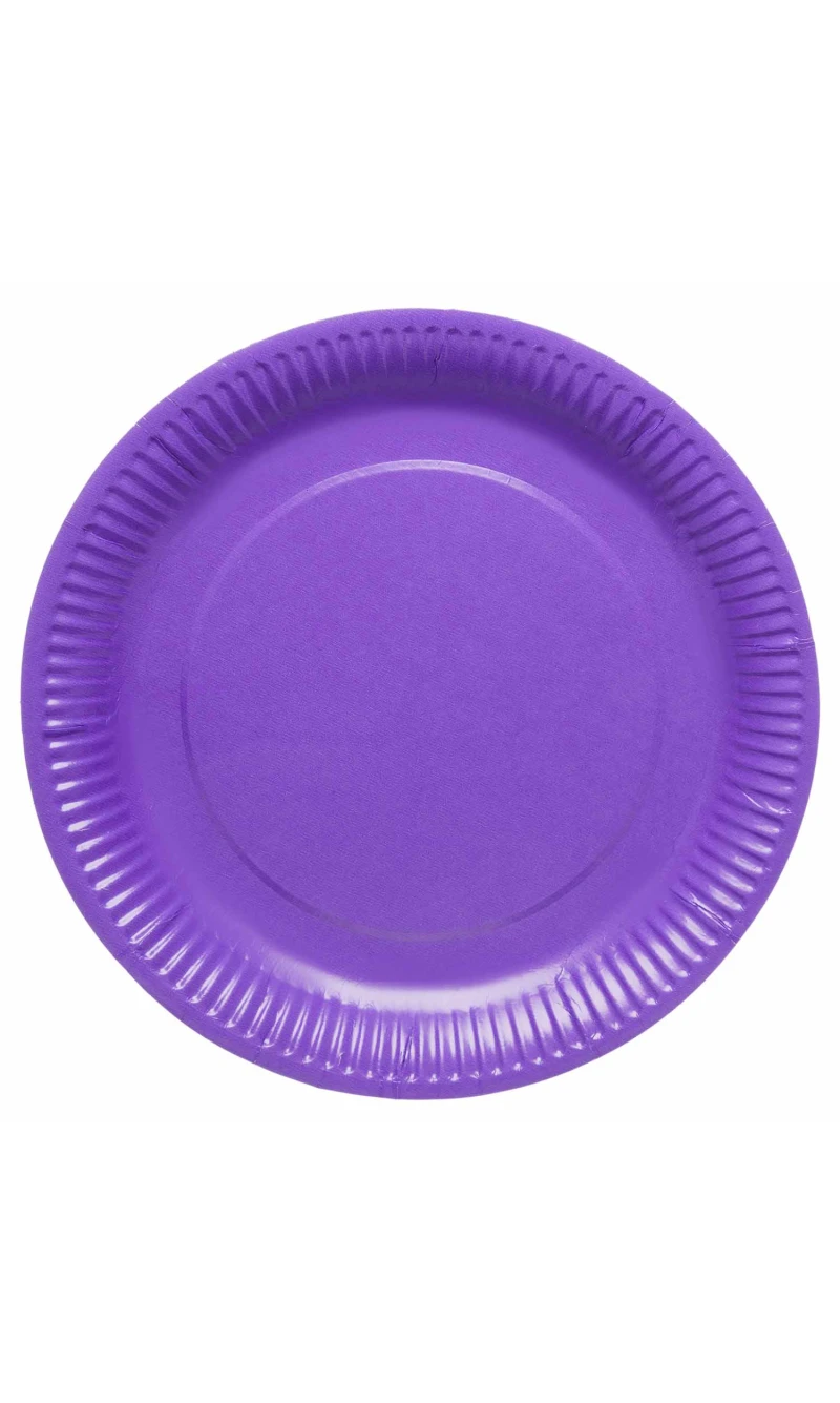 Solid Color Party Paper Plates 23cm Purple (Grape) - 8pk