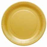 Solid Color Party Paper Plates 23cm Gold (Creme Brulee) - 8pk