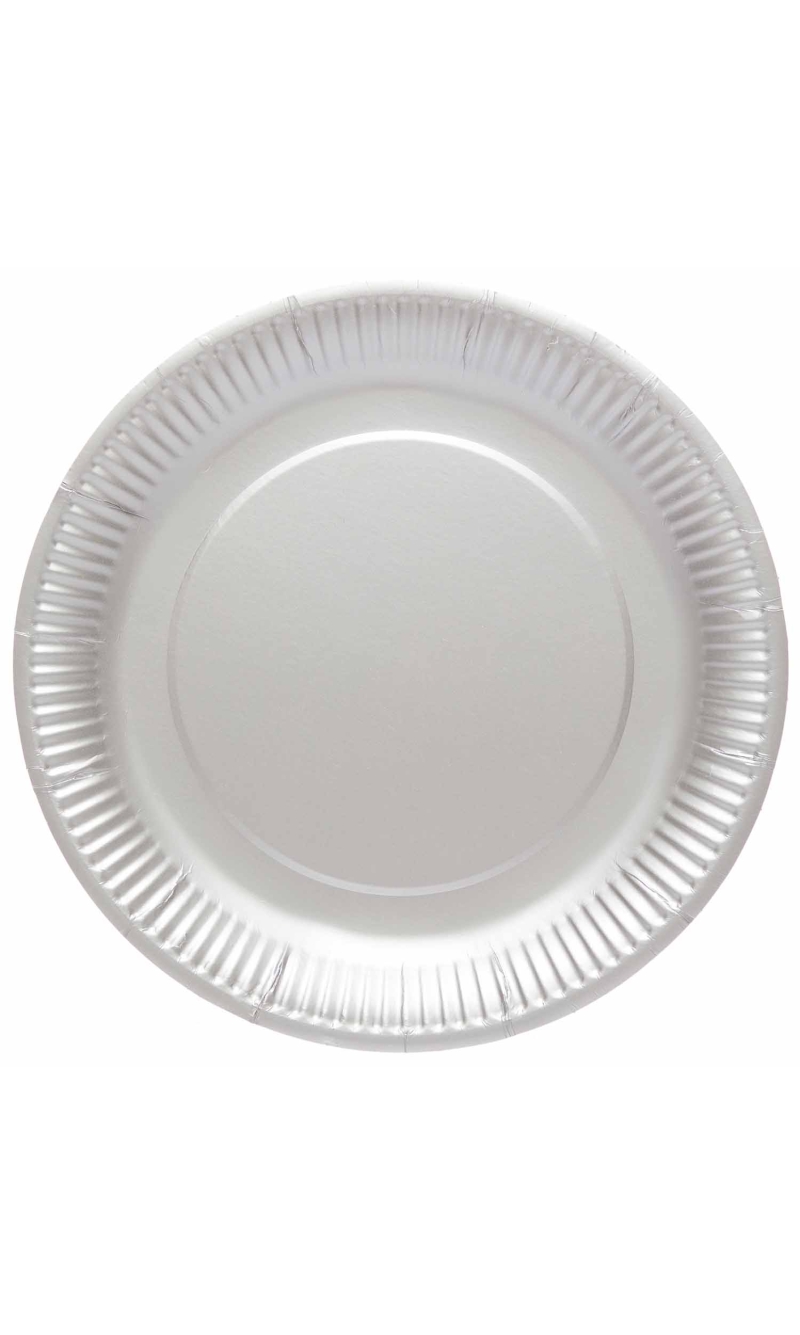 Solid Color Party Paper Plates 23cm Silver (Graphite) - 8pk