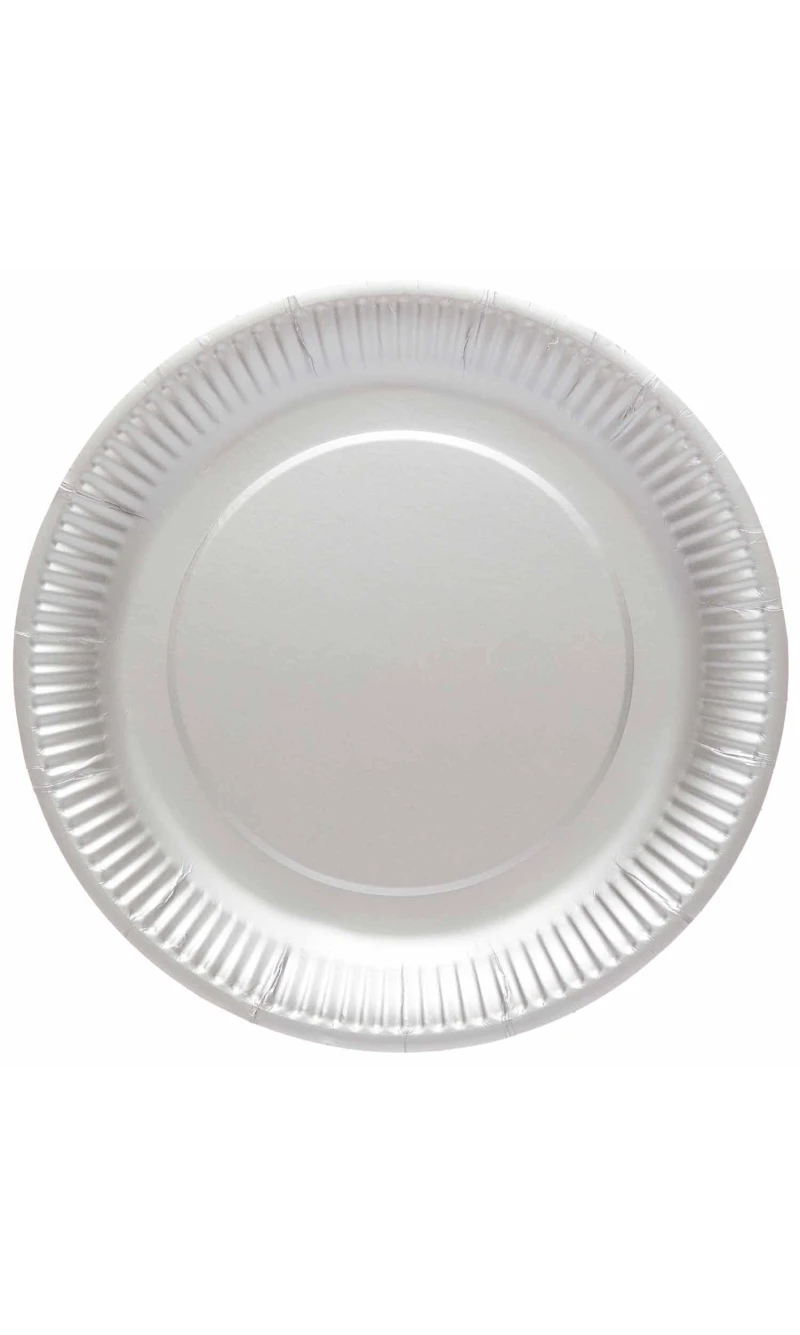 Solid Color Party Paper Plates 23cm Silver (Graphite) - 8pk