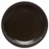 Solid Color Party Paper Plates 23cm Black (Charcole) - 8pk
