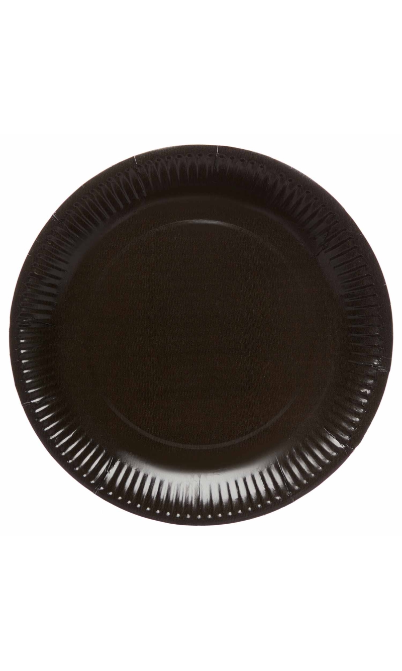 Solid Color Party Paper Plates 23cm Black (Charcole) - 8pk