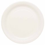 Solid Color Party Paper Plates 23cm White (Coconut) - 8pk