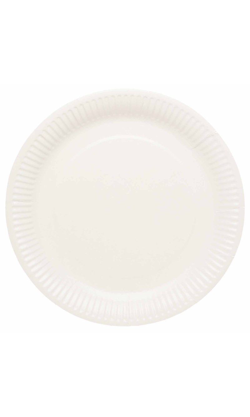 Solid Color Party Paper Plates 23cm White (Coconut) - 8pk
