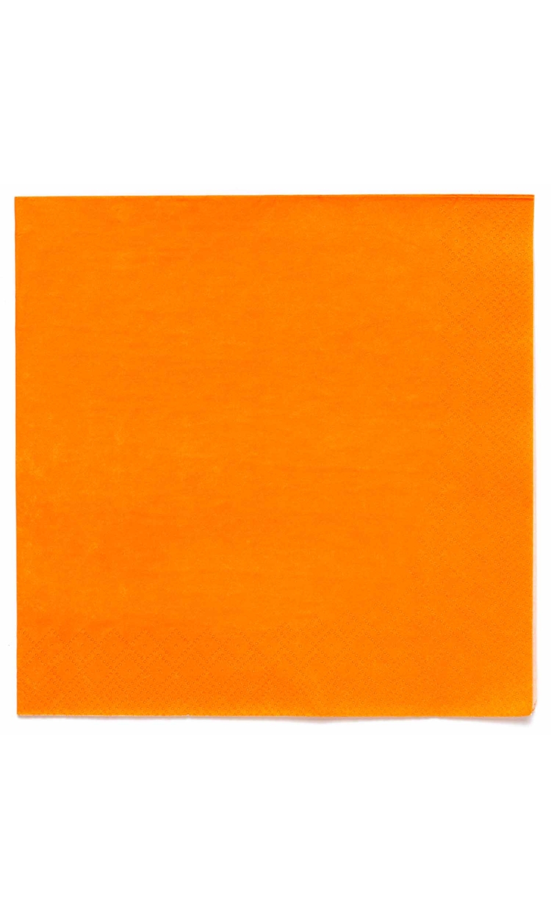 Solid Color Party Napkins 33x33cm Orange (Pumpkin) - 20pk