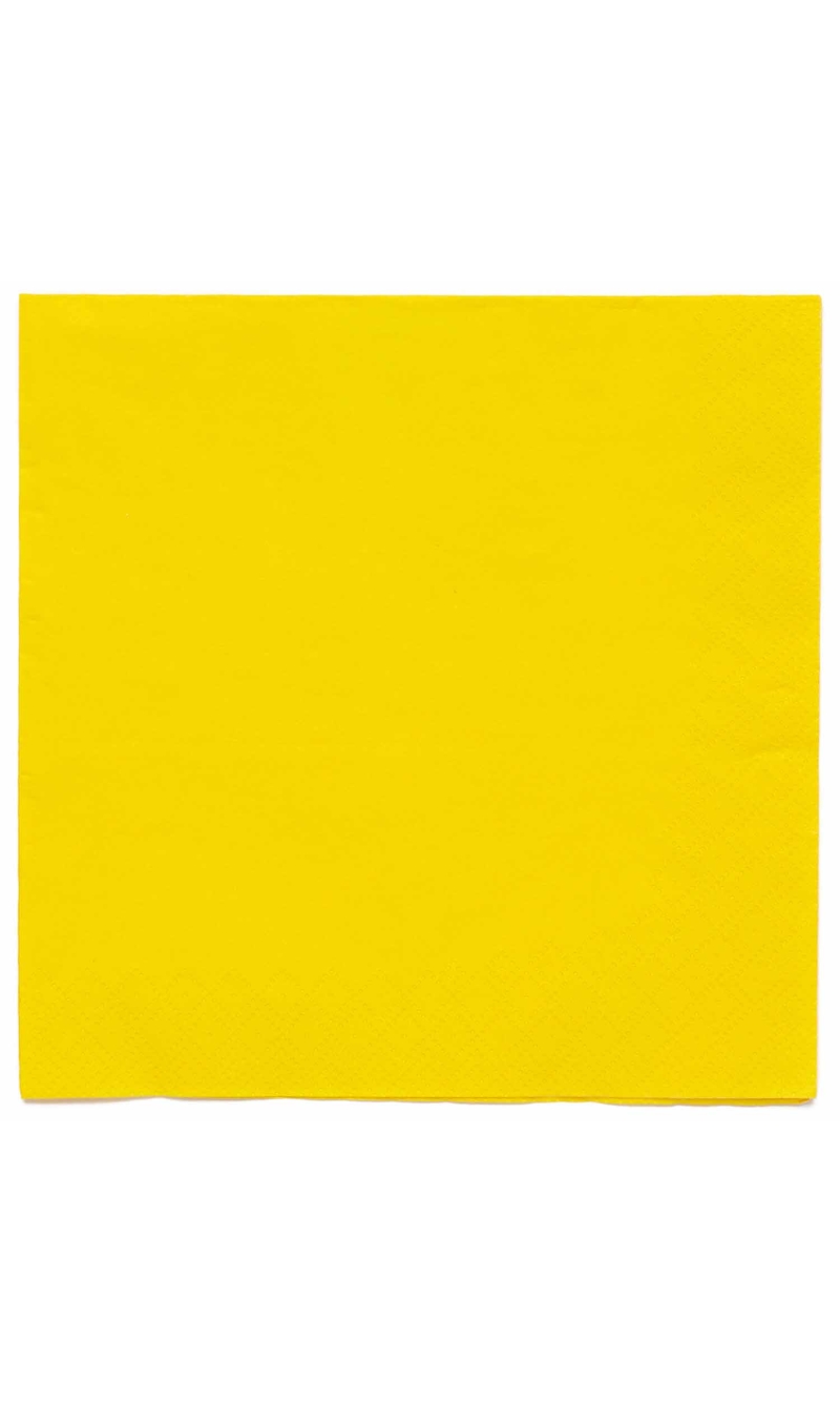 Solid Color Party Napkins 33x33cm Yellow (Buttercup) - 20pk