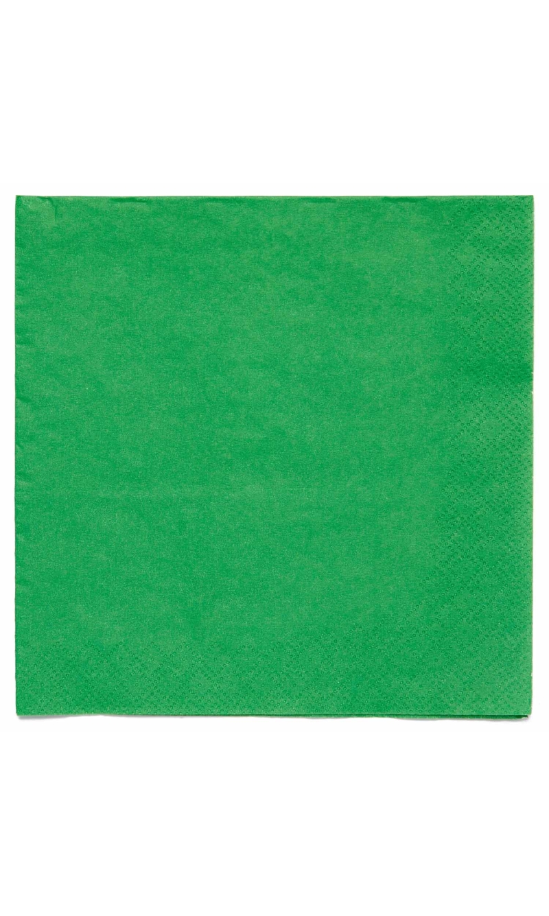 Solid Color Party Napkins 33x33cm Green (Evergreen) - 20pk