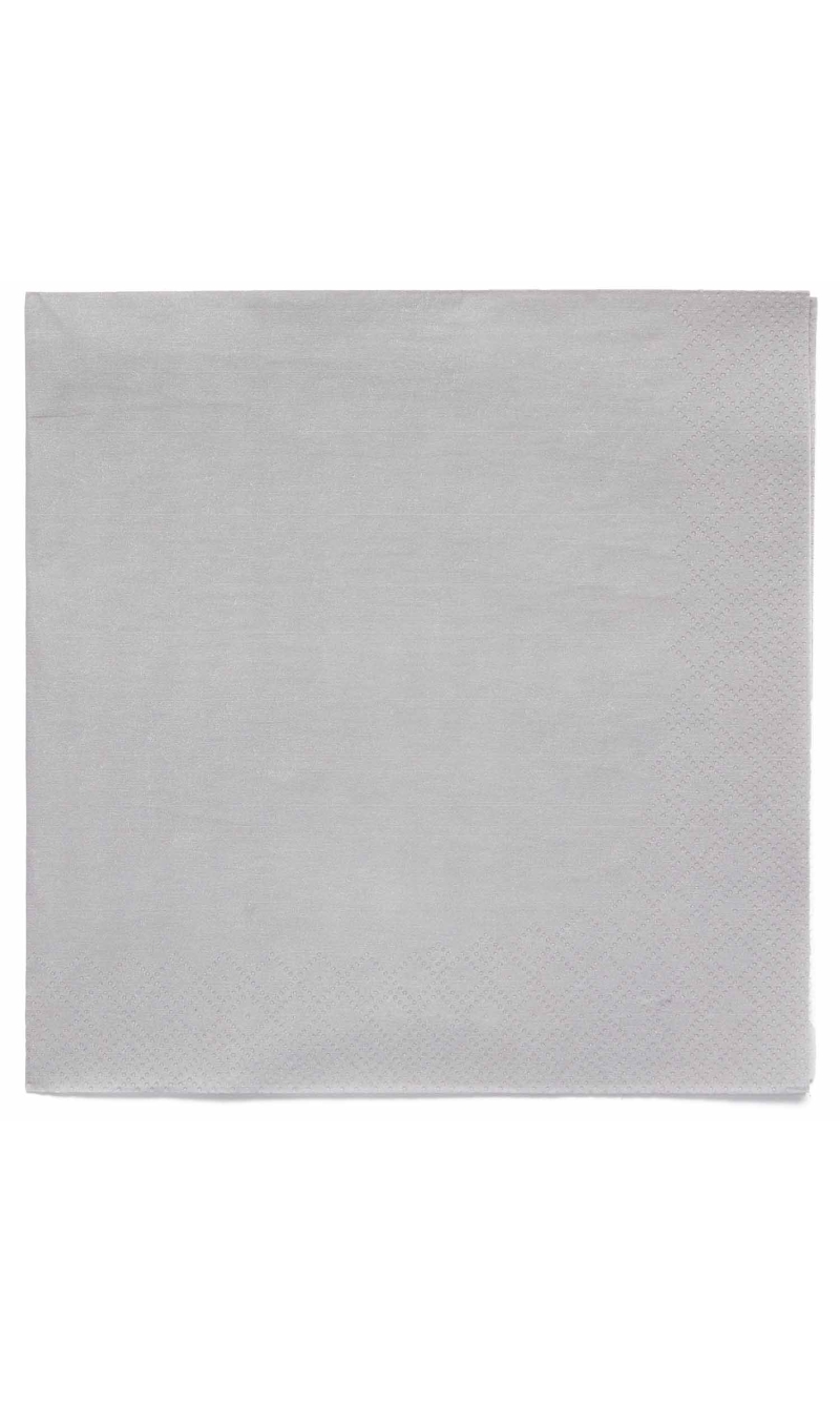 Solid Color Party Napkins 33x33cm Silver (Graphite) - 20pk