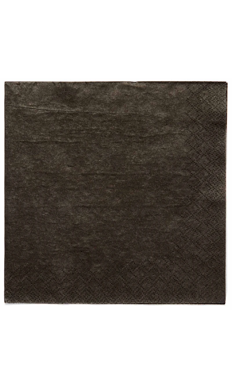 Solid Color Party Napkins 33x33cm Black (Charcole) - 20pk