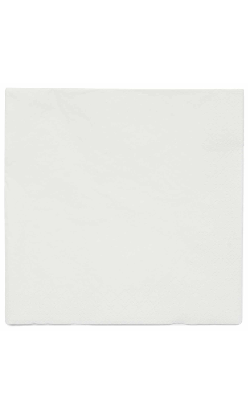 Solid Color Party Napkins 33x33cm White (Coconut) - 20pk