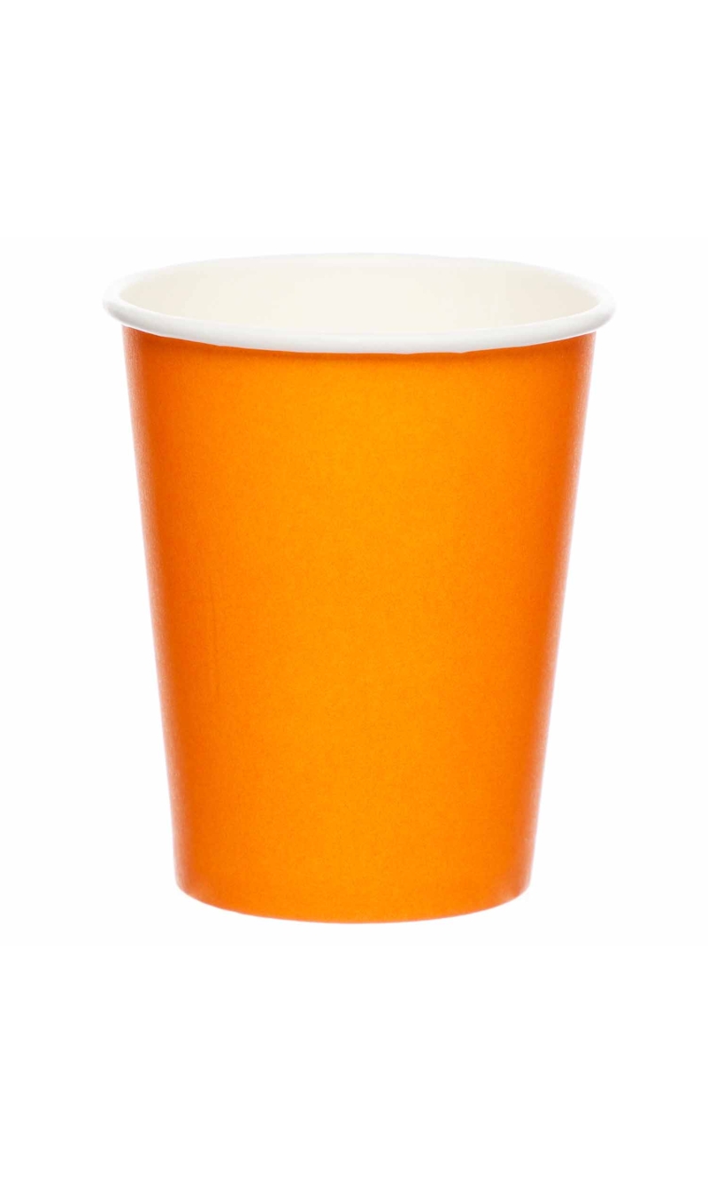 Solid Color Party Paper Cups 237ml Orange (Pumpkin) - 8pk