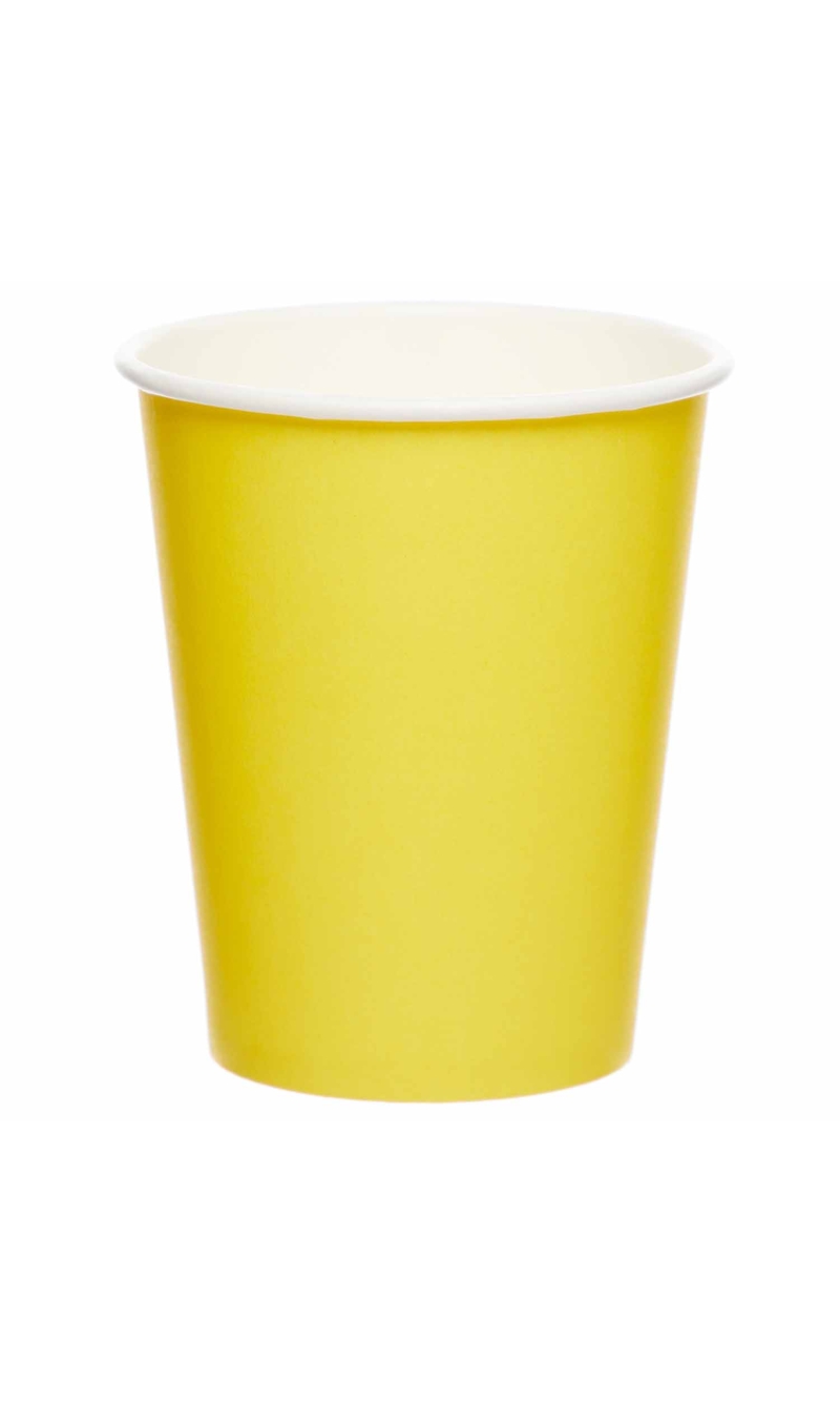 Solid Color Party Paper Cups 237ml Yellow (Buttercup) - 8pk
