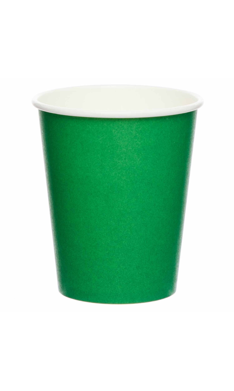 Solid Color Party Paper Cups 237ml Green (Evergreen) - 8pk