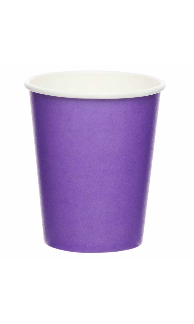 Solid Color Party Paper Cups 237ml Purple (Grape) - 8pk