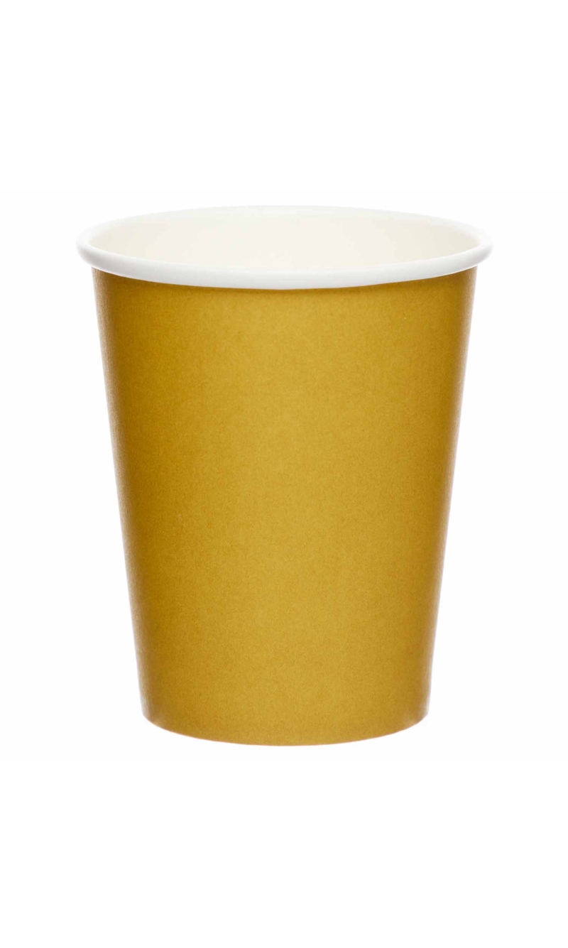Solid Color Party Paper Cups 237ml Gold (Creme Brulee) - 8pk