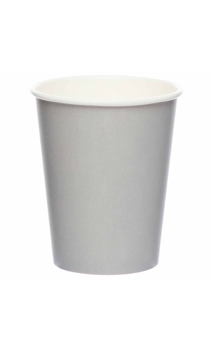 Solid Color Party Paper Cups 237ml Silver (Graphite) - 8pk
