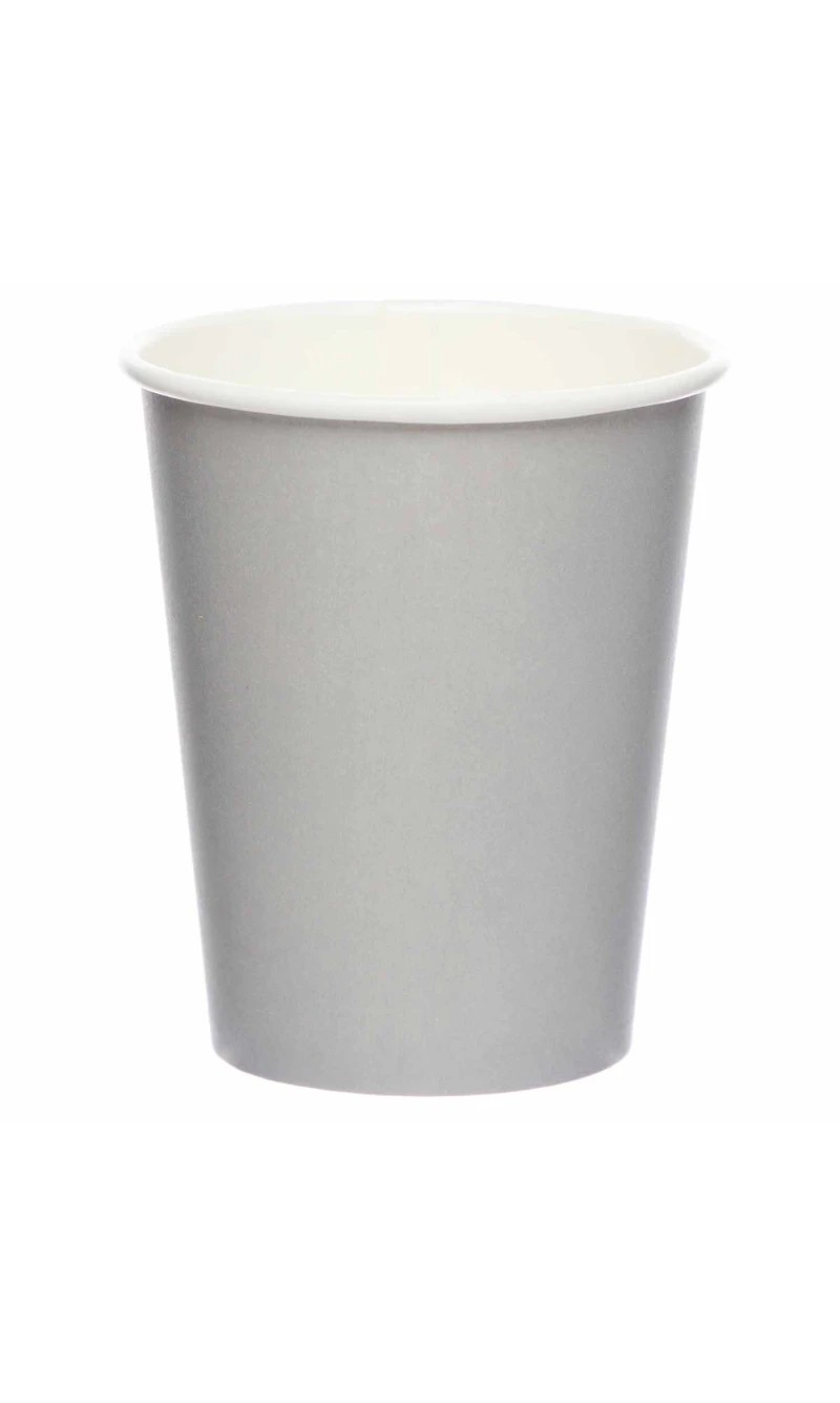 Solid Color Party Paper Cups 237ml Silver (Graphite) - 8pk
