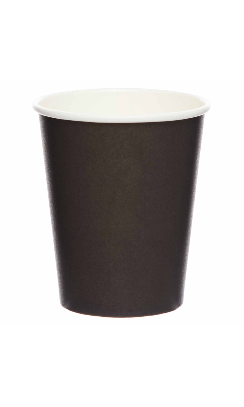 Solid Color Party Paper Cups 237ml Black (Charcole) - 8pk