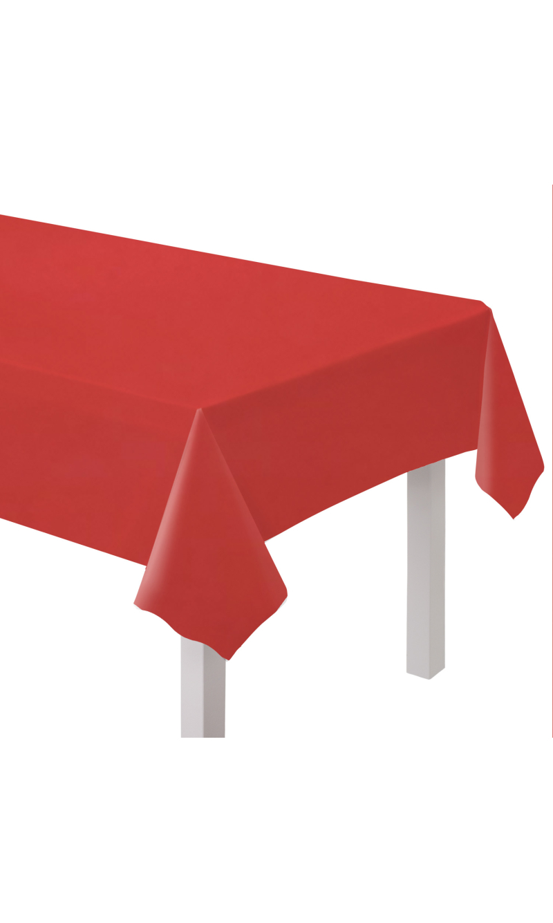 Solid Color Party Plastic Tablecover 137x274cm Red (Fiesta)