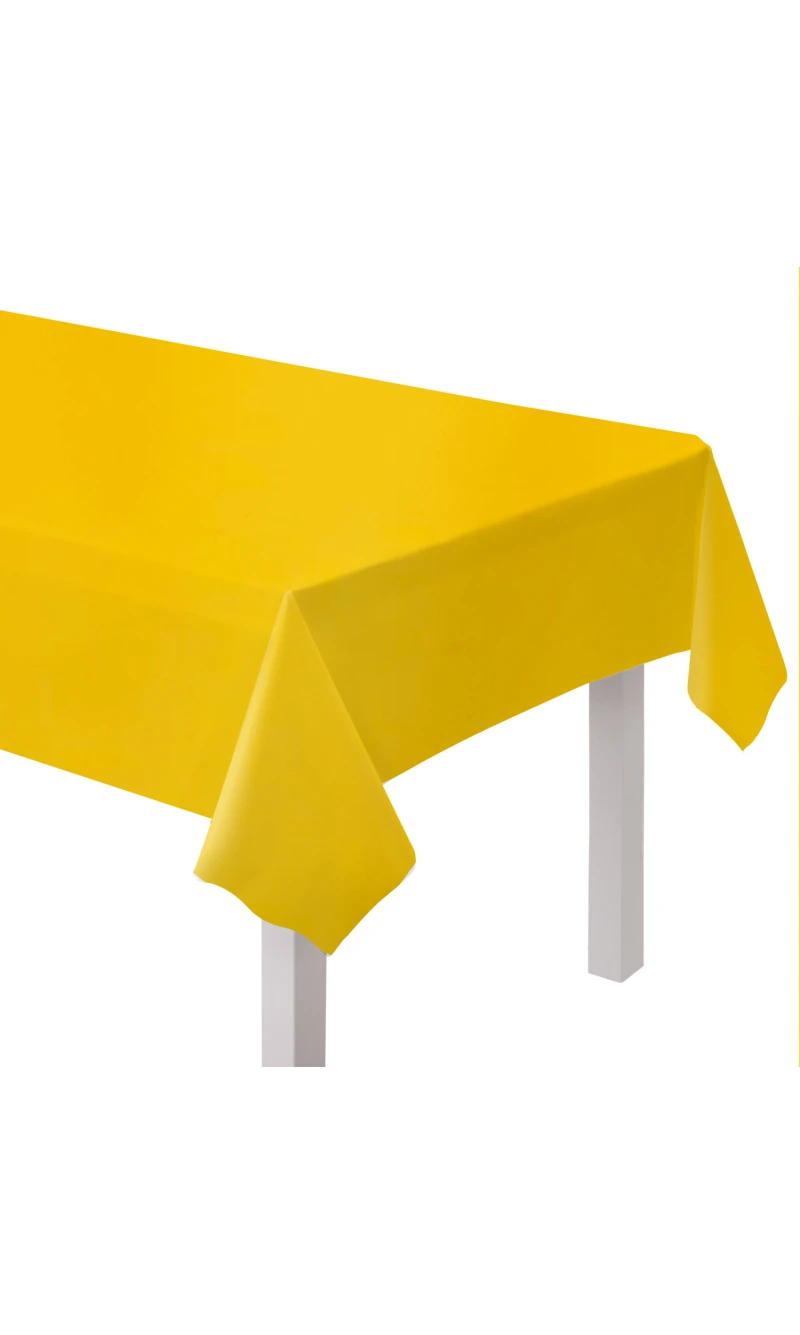 Solid Color Party Plastic Tablecover 137x274cm Yellow (Buttercup)