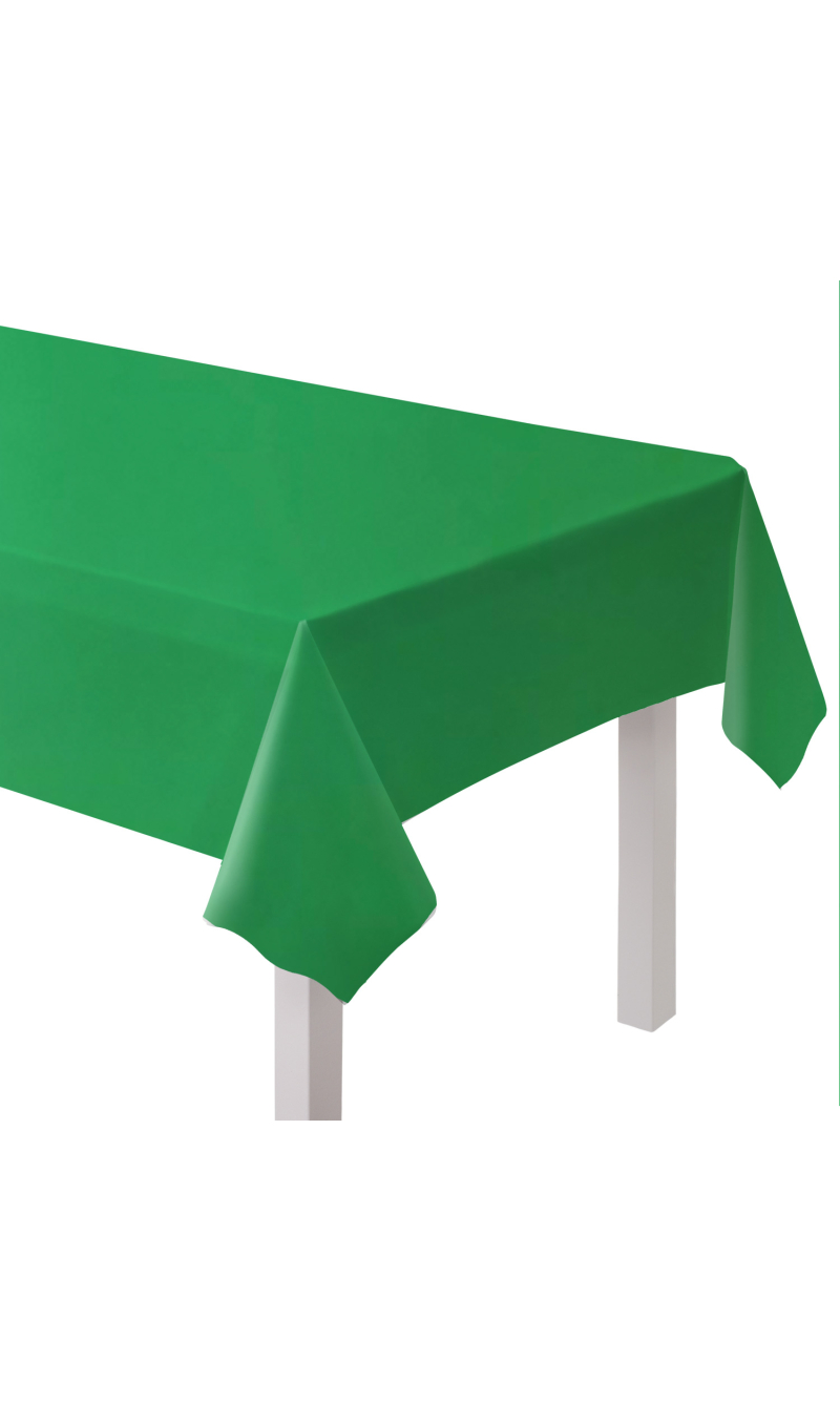 Solid Color Party Plastic Tablecover 137x274cm Green (Evergreen)