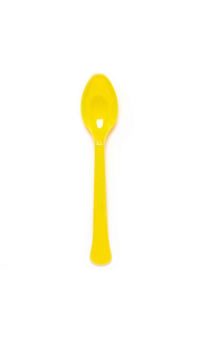 Solid Color Party Plastic Spoons Yellow (Buttercup) - 24pk