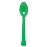 Solid Color Party Plastic Spoons Green (Evergreen) - 24pk