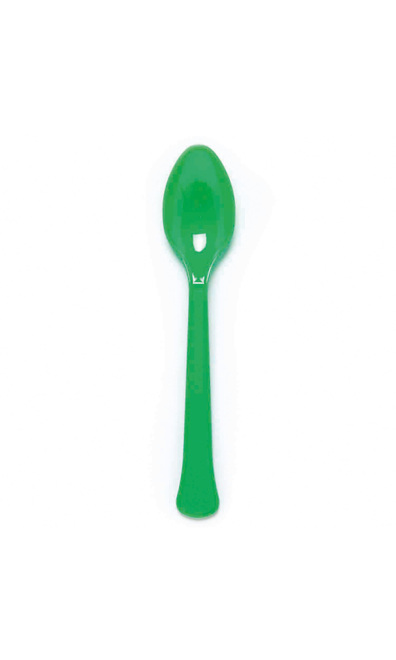 Solid Color Party Plastic Spoons Green (Evergreen) - 24pk