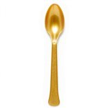 Solid Color Party Plastic Spoons Gold (Creme Brulee) - 24pk