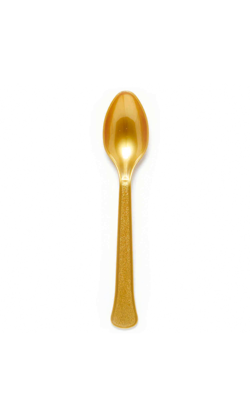 Solid Color Party Plastic Spoons Gold (Creme Brulee) - 24pk