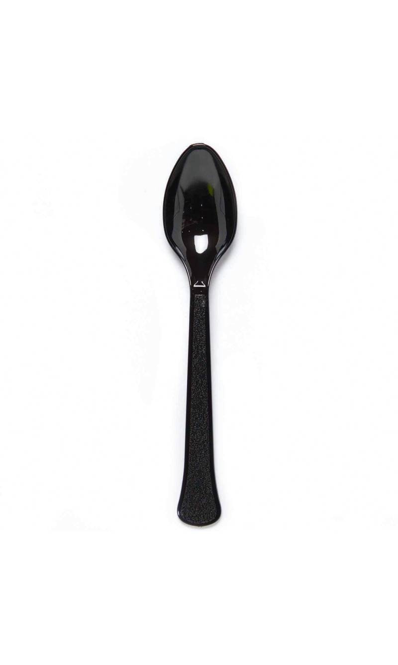 Solid Color Party Plastic Spoons Black (Charcole) - 24pk