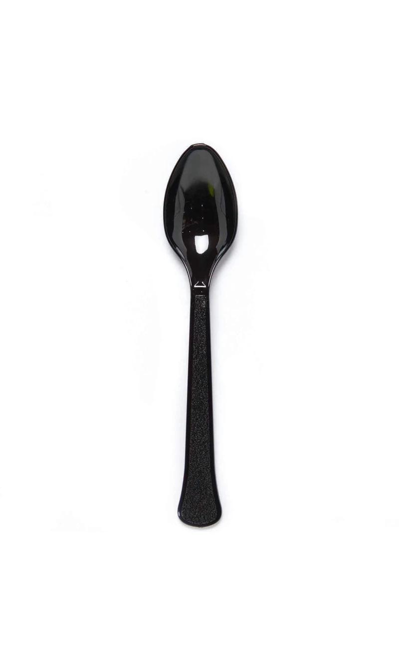 Solid Color Party Plastic Spoons Black (Charcole) - 24pk