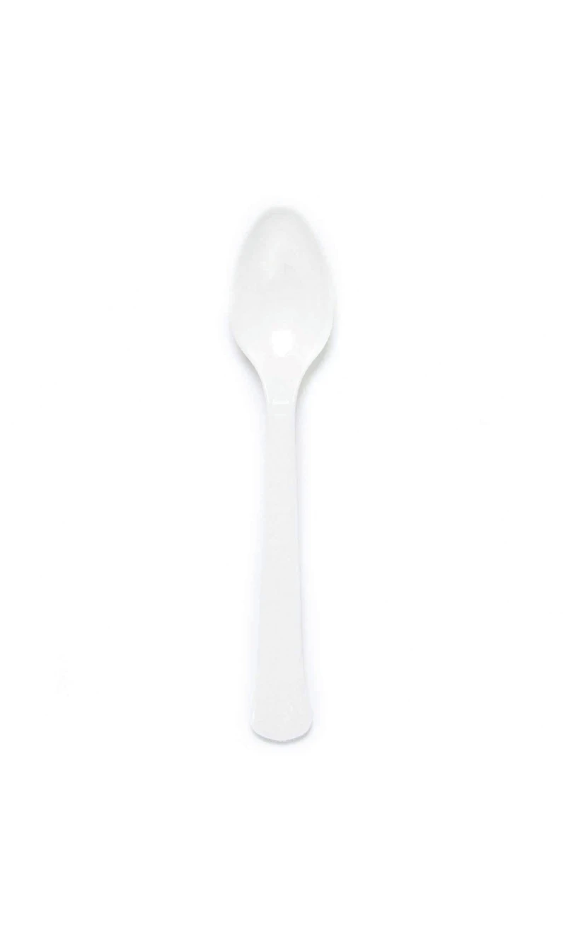 Solid Color Party Plastic Spoons White (Coconut) - 24pk