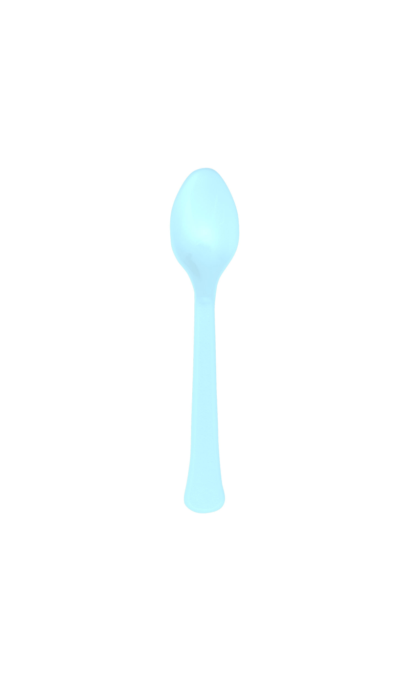Solid Color Party Plastic Spoons Light Blue (Clear Sky) - 24pk