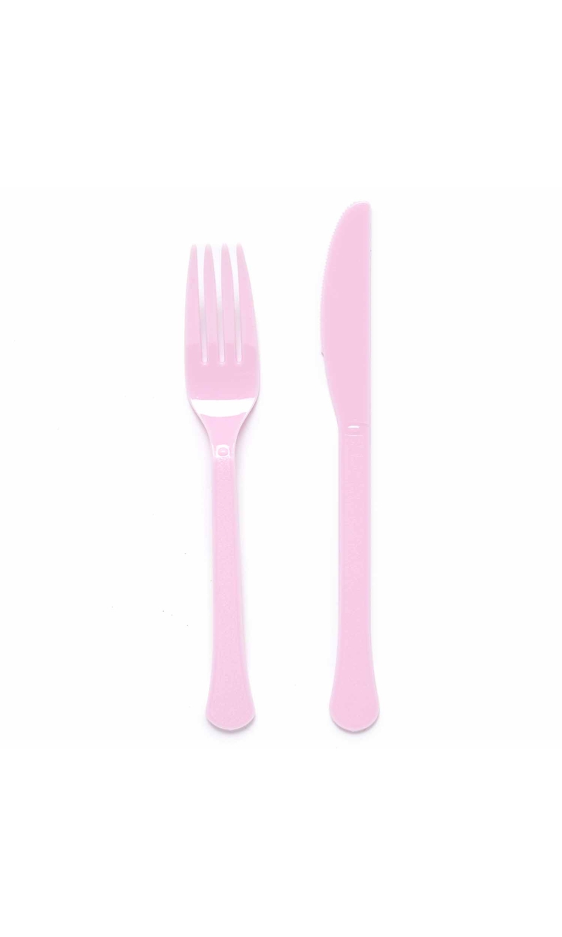 Solid Color Party Plastic Cutlery Light Pink (Marshmallow) - 24pk
