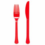 Solid Color Party Plastic Cutlery Red (Fiesta) - 24pk