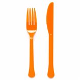 Solid Color Party Plastic Cutlery Orange (Pumpkin) - 24pk
