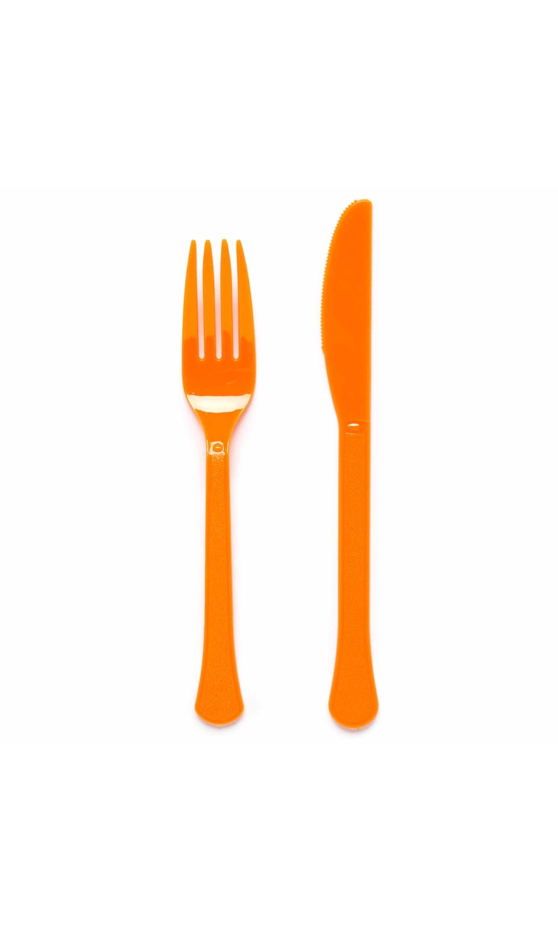 Solid Color Party Plastic Cutlery Orange (Pumpkin) - 24pk