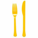 Solid Color Party Plastic Cutlery Yellow (Buttercup) - 24pk