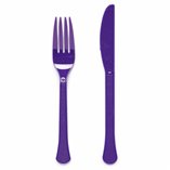 Solid Color Party Plastic Cutlery Purple (Grape) - 24pk