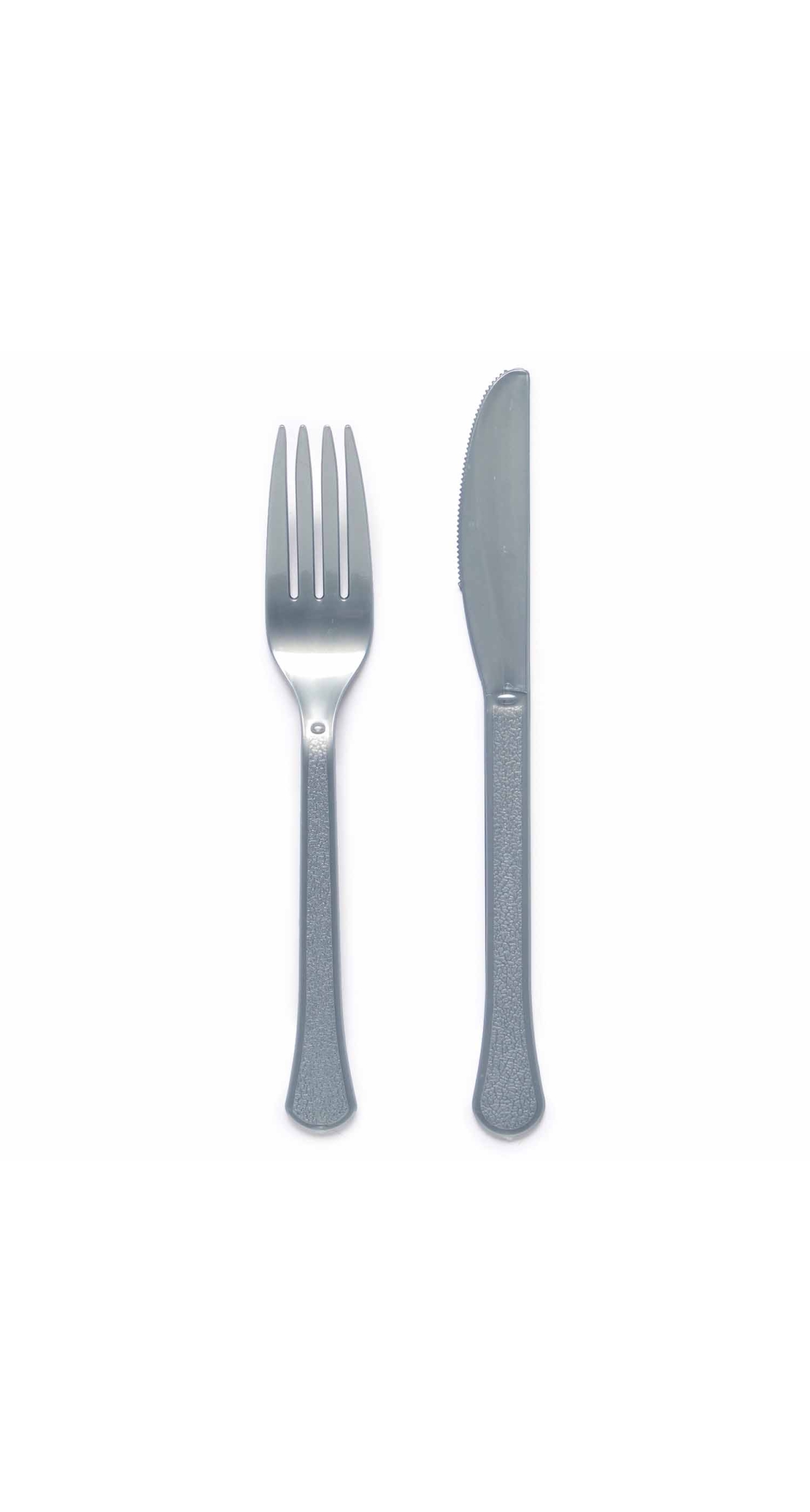 Solid Color Party Plastic Cutlery Silver (Graphite) - 24pk