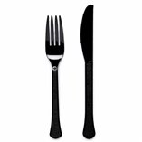 Solid Color Party Plastic Cutlery Black (Charcole) - 24pk
