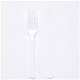 Solid Color Party Plastic Cutlery White (Coconut) - 24pk
