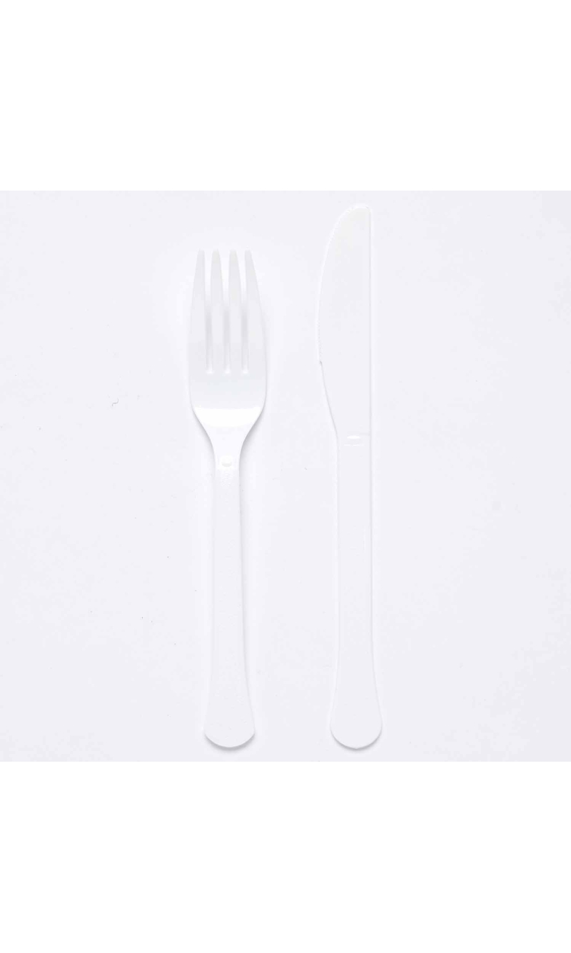 Solid Color Party Plastic Cutlery White (Coconut) - 24pk