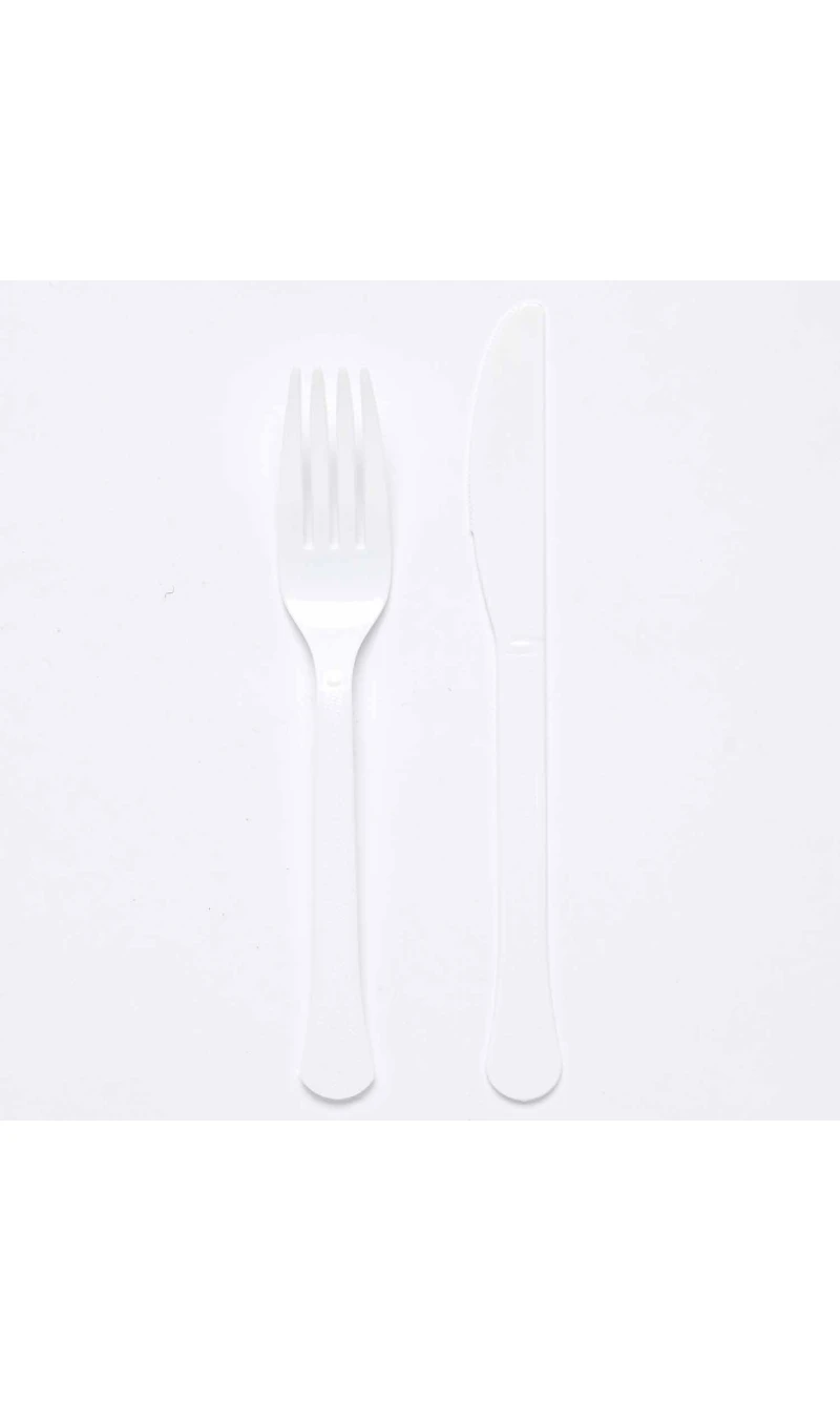 Solid Color Party Plastic Cutlery White (Coconut) - 24pk