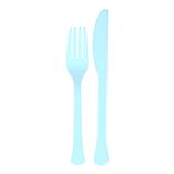 Solid Color Party Plastic Cutlery Light Blue (Clear Sky) - 24pk