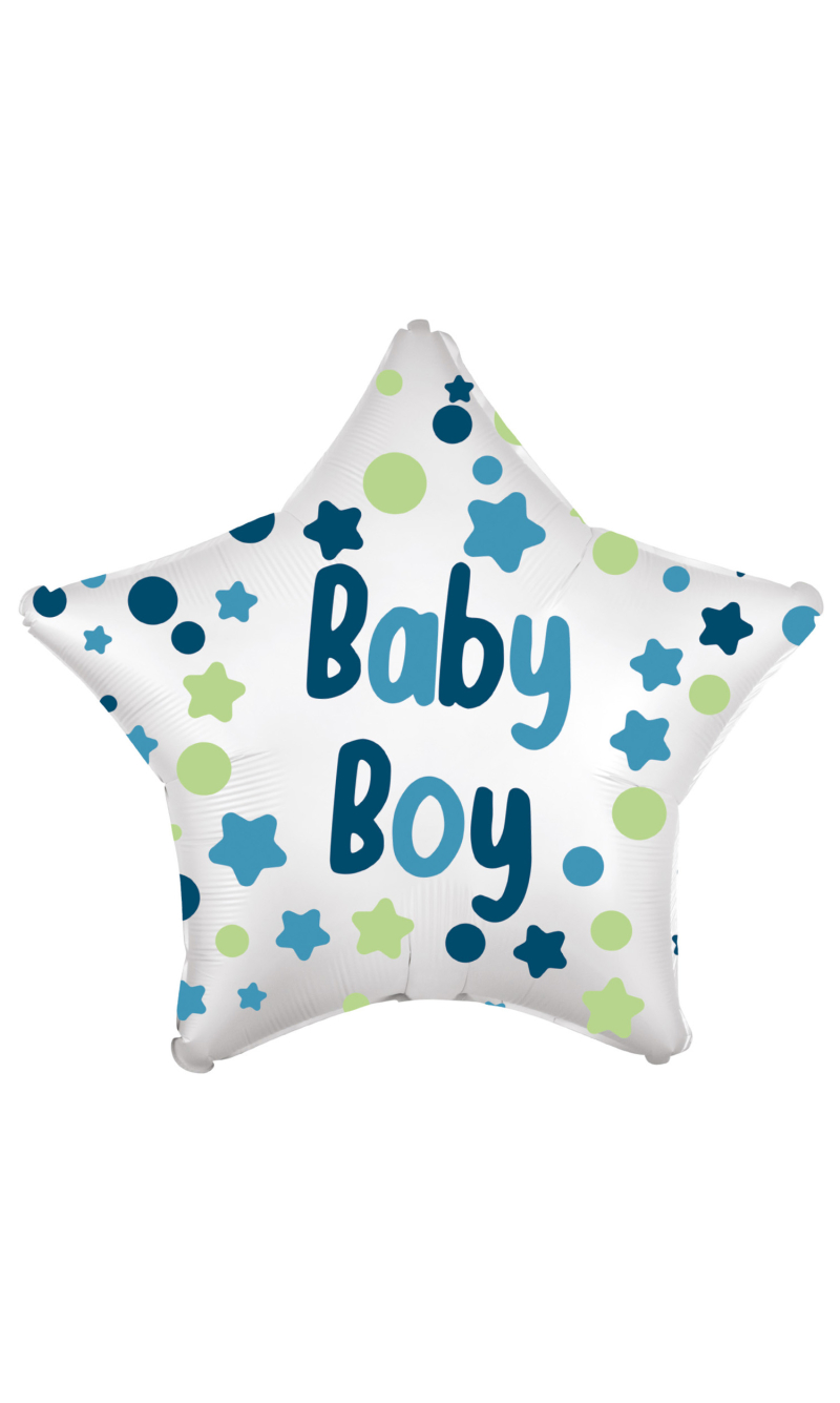 Standard Baby Boy Star Foil Balloon 43cm