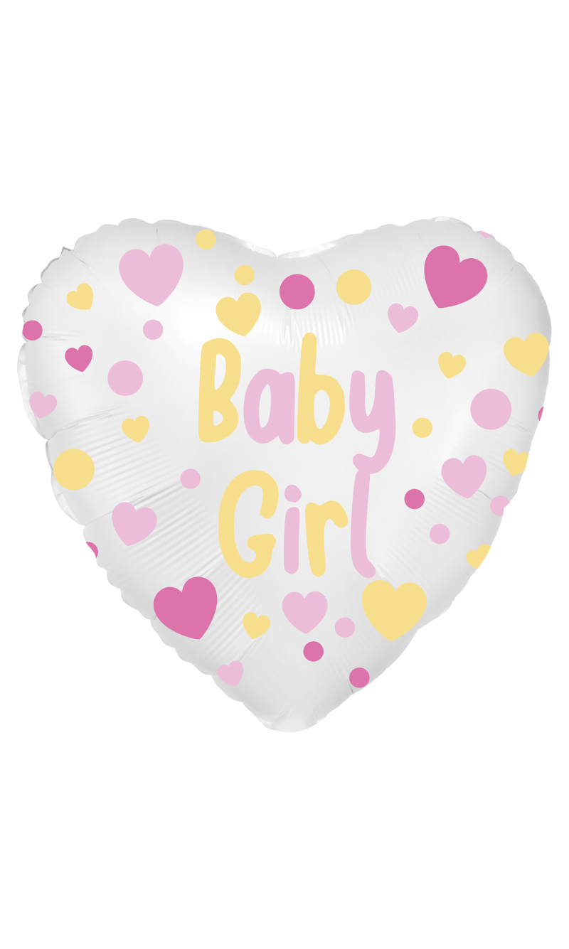 Standard Baby Girl Heart Foil Balloon 43cm