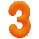 34 Inch Foil Balloon Number Neon Orange - No.3