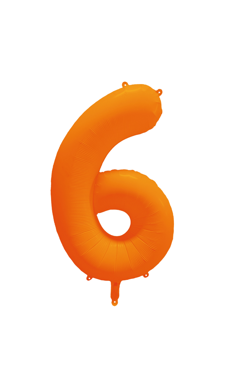 34 Inch Foil Balloon Number Neon Orange - No.6